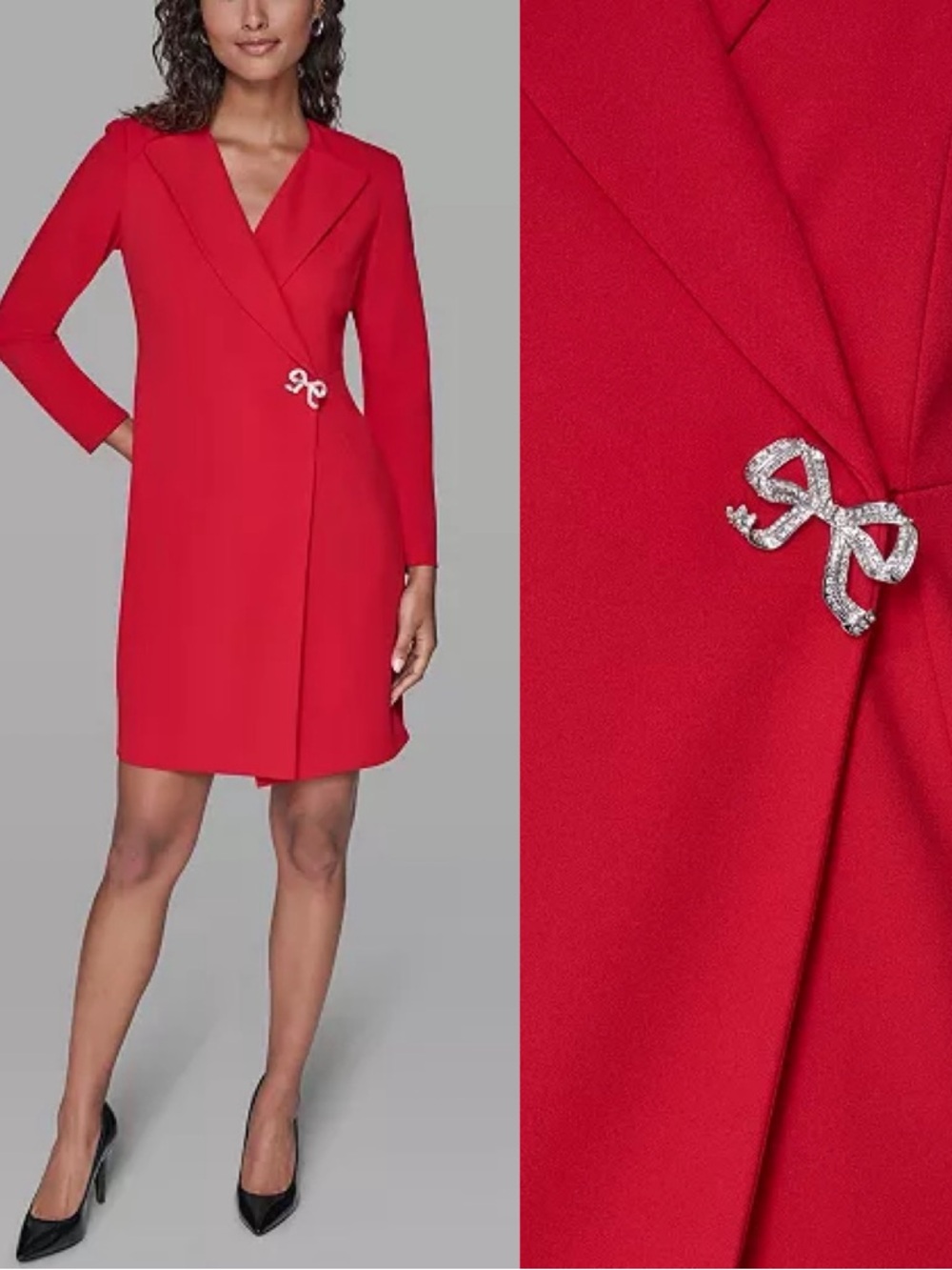 Karl Lagerfeld Women's Collared Neck Jacket Dress Scuba Crepe Red, Size 16, NWT